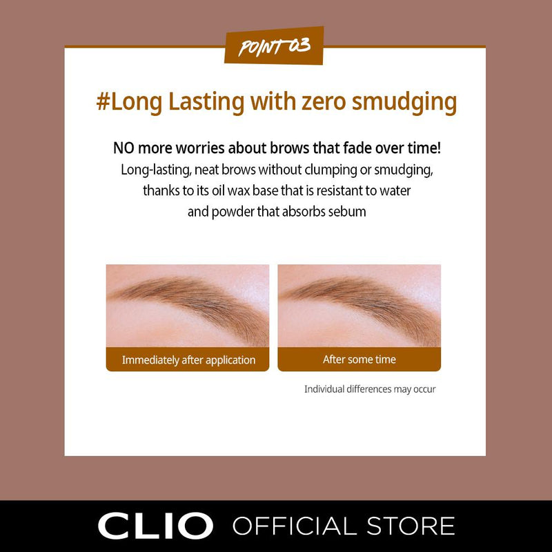 No more worries about brows that fade over time, Long lasting with zero smudging, Resistant to water and powder that absorbs sebum, Pointing, Beauty