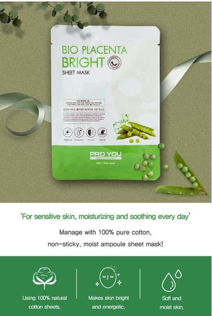PRO YOU Bio Placenta Bright Sheet Mask 1box 10ea.