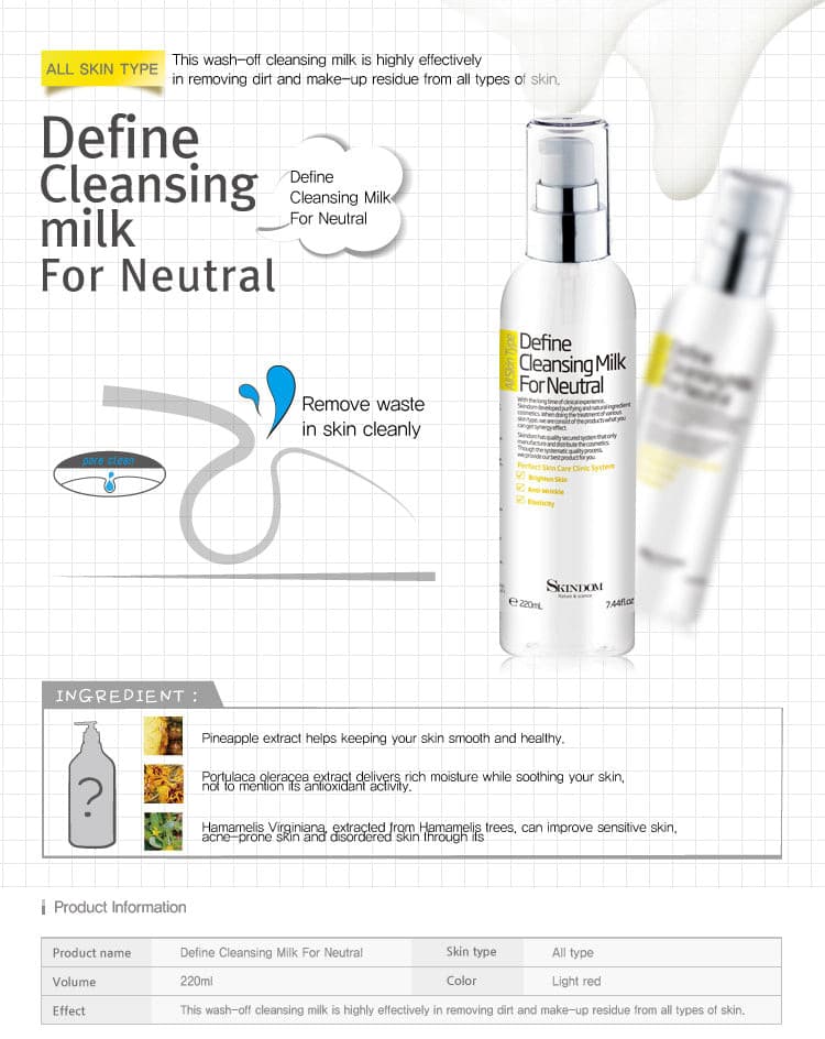 SKINDOM Define Cleansing Milk For Neutral 220ml.