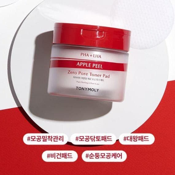 TONYMOLY PHA LHA Apple Peel Zero Pore Toner Pad 80ea Korean skincare Kbeauty Cosmetics