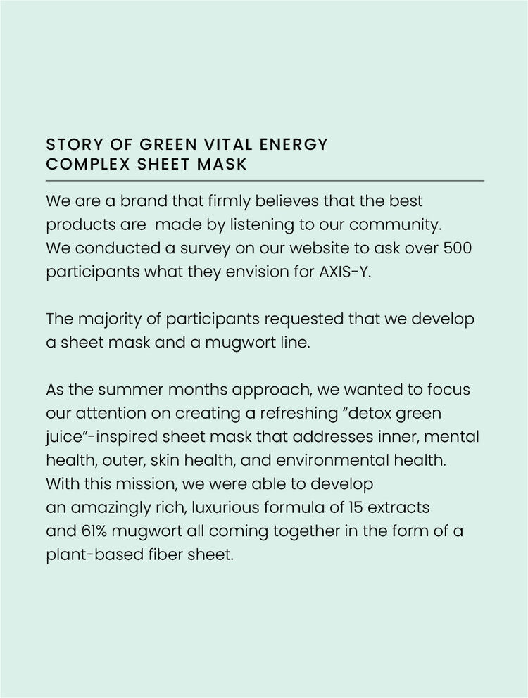 AXISY 61% Mugwort Green Vital Energy Complex Sheet Mask 5 sheets.